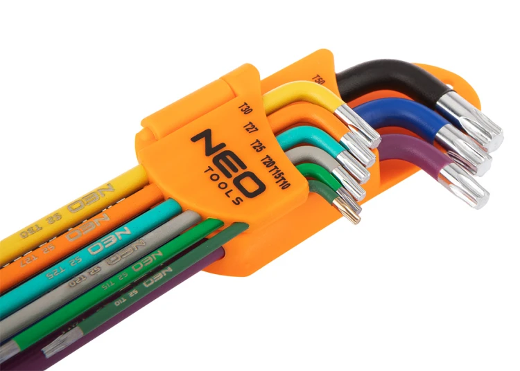 Klucze Torx NEO TOOLS  T10-50, zestaw 9 szt., kolorowe