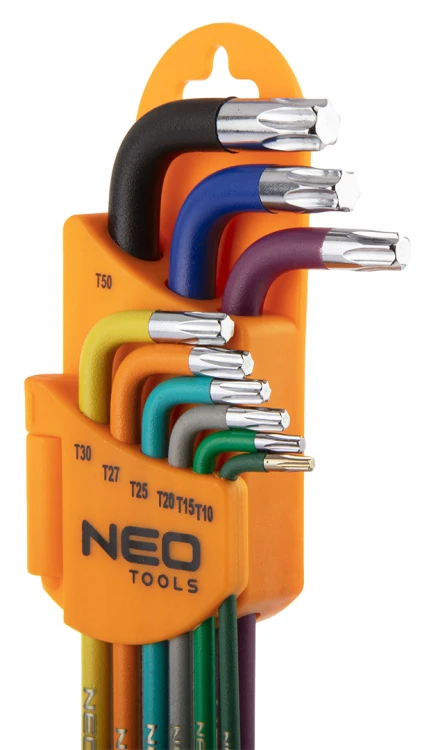 Klucze Torx NEO TOOLS  T10-50, zestaw 9 szt., kolorowe