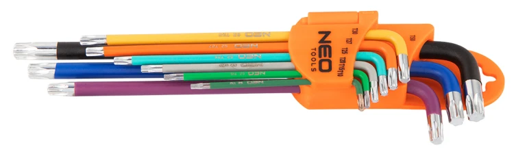 Klucze Torx NEO TOOLS  T10-50, zestaw 9 szt., kolorowe