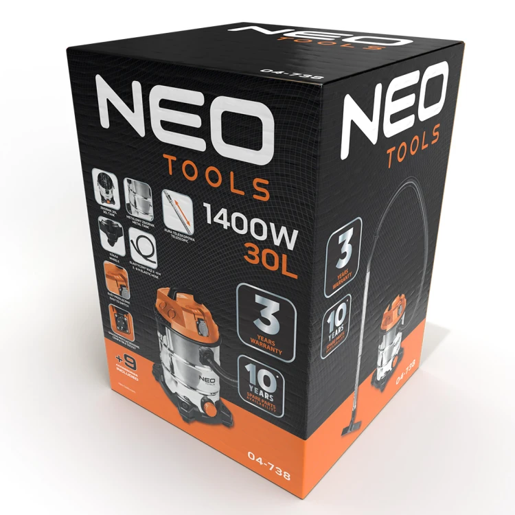 Odkurzacz przemysłowy NEO TOOLS 1400W, zbiornik 30 L