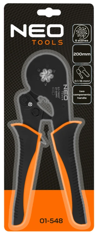 Szczypce do zaciskania końcówek tulejkowych NEO TOOLS 6 kamieni, średnica tulejek: 0.1 - 16 mm2