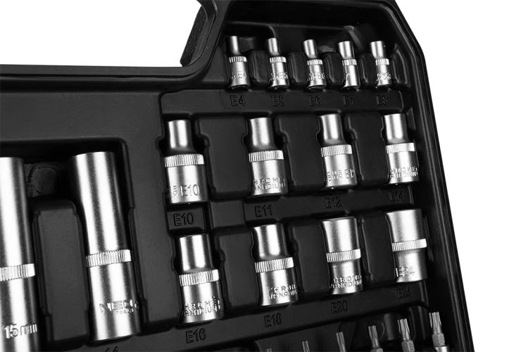 Klucze nasadowe NEO TOOLS 1/2" 1/4" zestaw 110 szt. satynowy