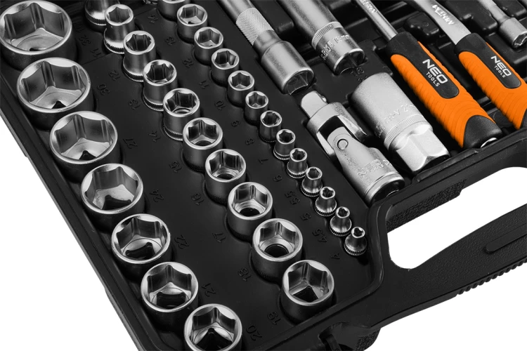 Klucze nasadowe NEO TOOLS 1/2" 1/4" zestaw 110 szt. satynowy