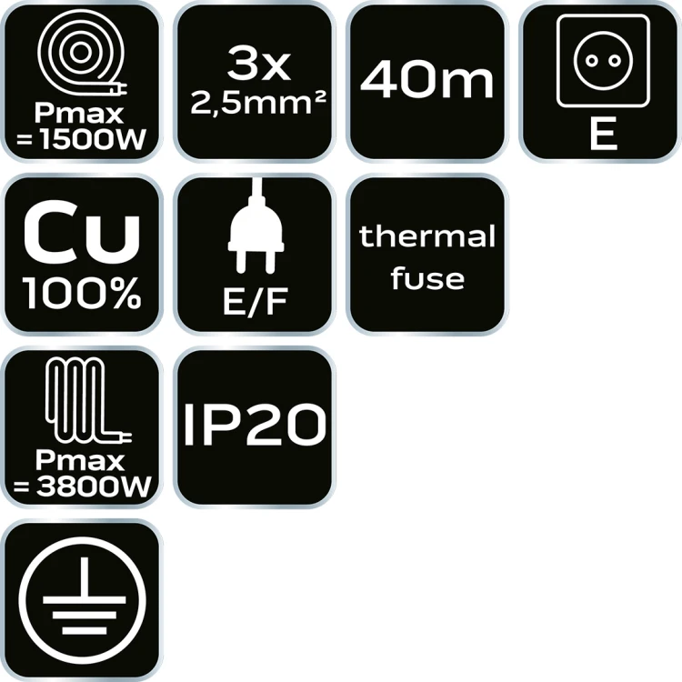 Przedłużacz bębnowy 40 m NEO TOOLS 3 x 2.5 mm2