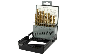 Wiertła do metalu Abraboro HSS-TIN tytanowe kpl. 19 cz w kasecie