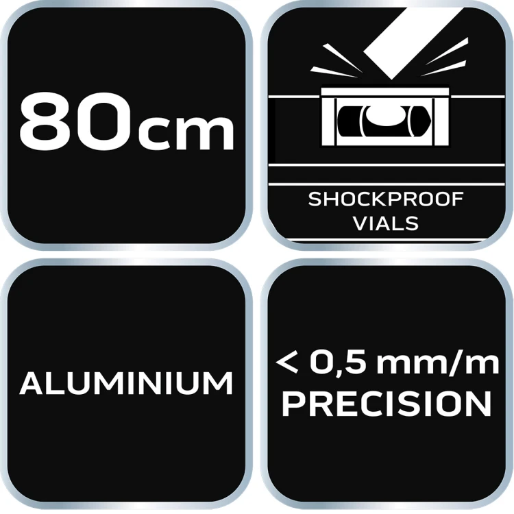 Poziomnica aluminiowa NEO TOOLS S 300 poziomica 3 libelle, 80 cm