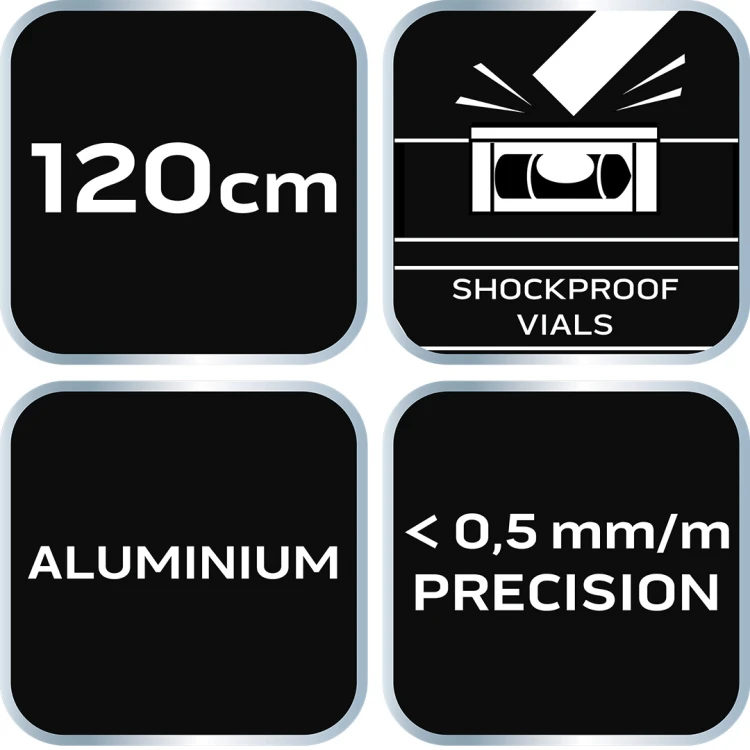 Poziomnica aluminiowa NEO TOOLS S 300 poziomica 3 libelle, 120 cm