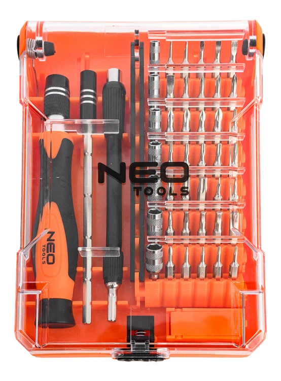 Wkrętaki precyzyjne NEO TOOLS uchwyt + końcówki zestaw 45 cz.