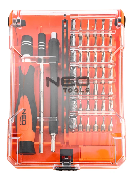 Wkrętaki precyzyjne NEO TOOLS uchwyt + końcówki zestaw 45 cz.