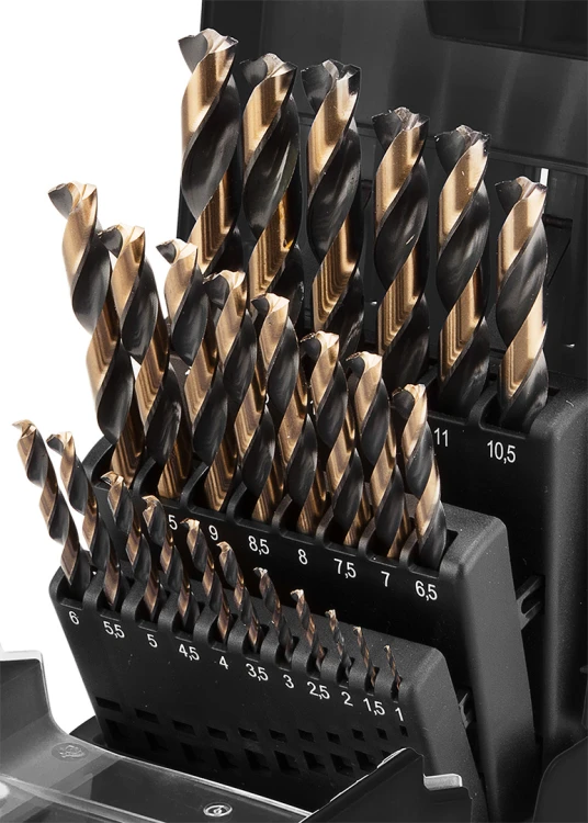 Wiertła do metalu HSS-CNC 124° Pro-Tec 1.0 - 13.0 mm zestaw 25 szt.