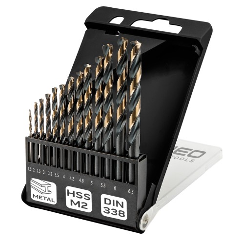 Wiertła do metalu HSS-CNC NEO TOOLS 124° Pro-Tec 1.5 - 6.5 mm zestaw 13 szt.