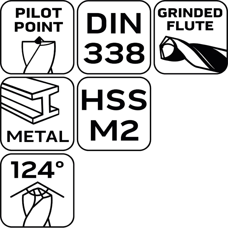 Wiertła do metalu HSS-CNC  NEO TOOLS 124° Pro-Tec 4.0 - 10 mm zestaw 5 szt.