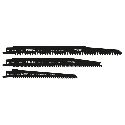Brzeszczoty do piły szablastej NEO TOOLS  HCS zestaw 3 szt.