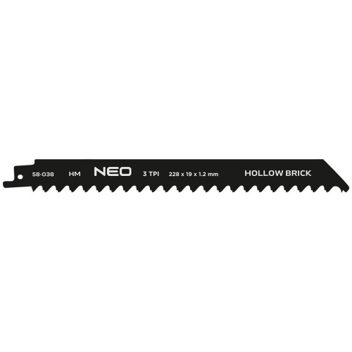 Brzeszczot do piły szablastej NEO TOOLS HM 228 x 19 x 1.2 mm 3TPI