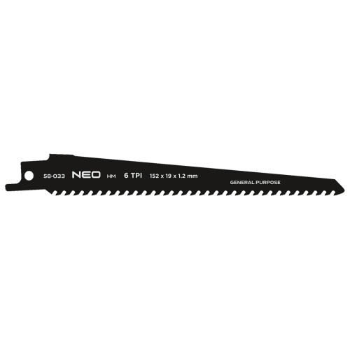Brzeszczot do piły szablastej NEO TOOLS HM 152 x 19 x 1.2 mm 6TPI