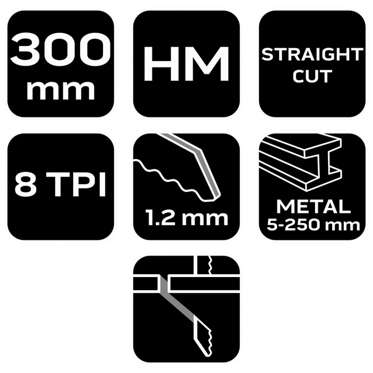 Brzeszczot do piły szablastej NEO TOOLS do prostego cięcia grubych metali (5-250 mm), 300 mm, HM