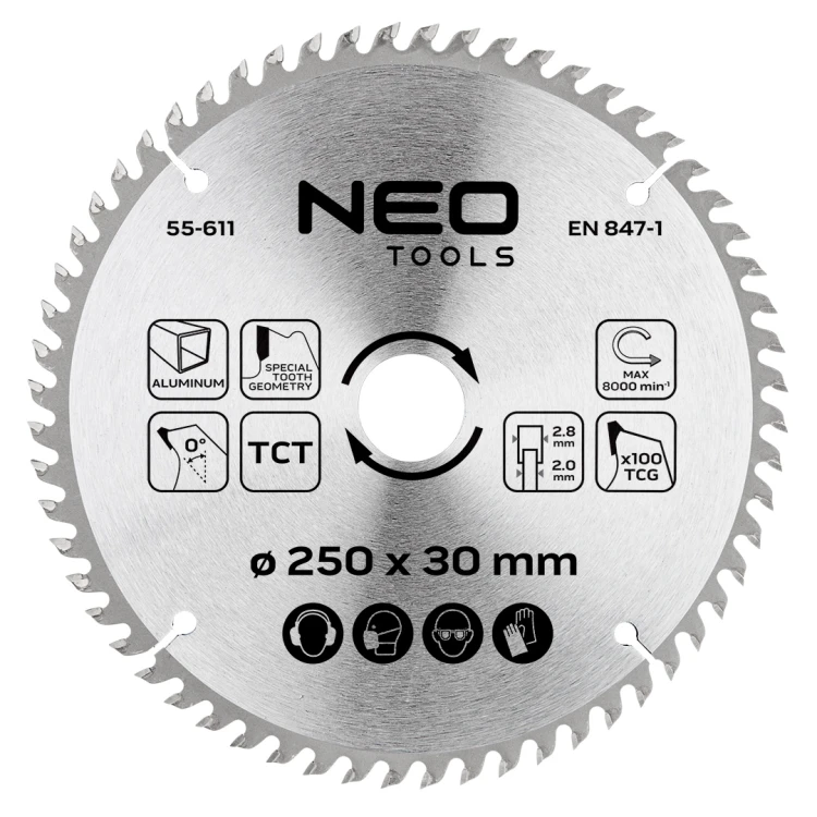 Tarcza do pilarki widiowa NEO TOOLS 250 x 30 mm 100 zębów do aluminium