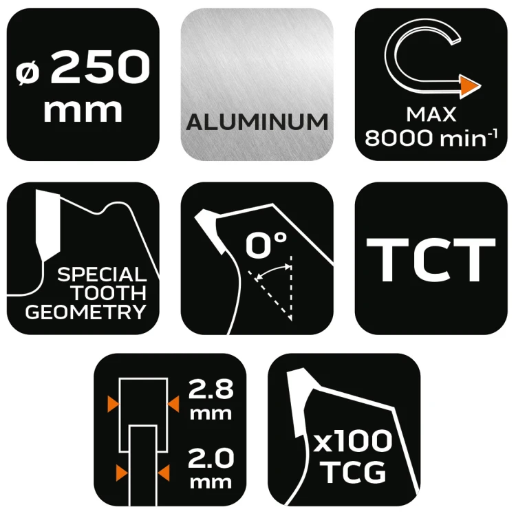 Tarcza do pilarki widiowa NEO TOOLS 250 x 30 mm 100 zębów do aluminium