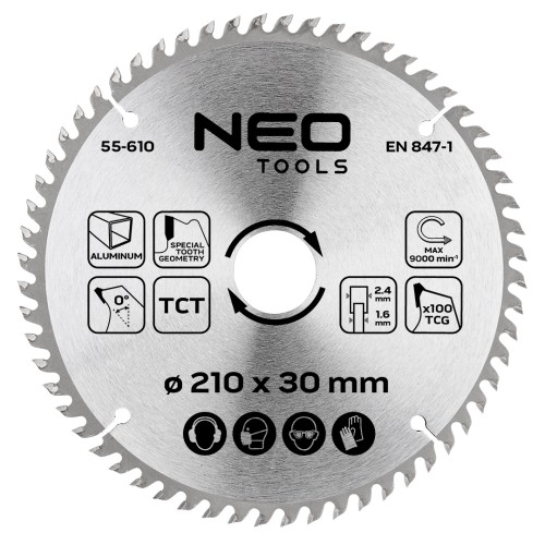 Tarcza do pilarki widiowa NEO TOOLS 210 x 30 mm 100 zębów do aluminium