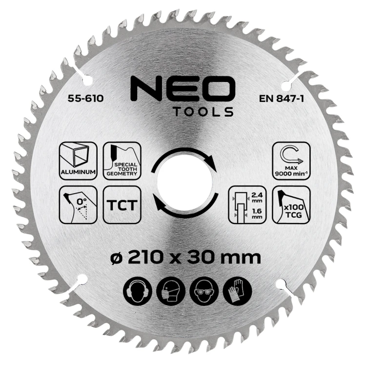 Tarcza do pilarki widiowa NEO TOOLS 210 x 30 mm 100 zębów do aluminium
