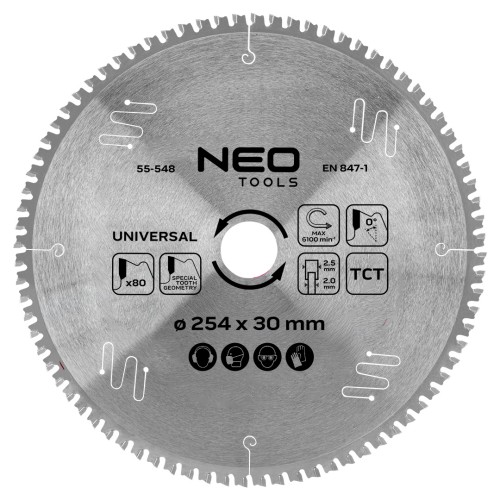 Tarcza do pilarki widiowa NEO TOOLS 254 x 30 mm 80 zębów uniwersalna