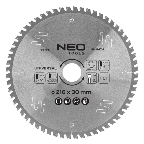Tarcza do pilarki widiowa NEO TOOLS 216 x 30 mm 60 zębów uniwersalna