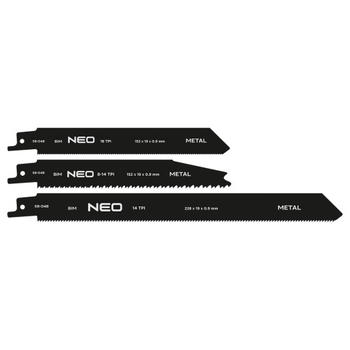 Brzeszczoty do piły szablastej NEO TOOLS BIM, zestaw 3 szt.