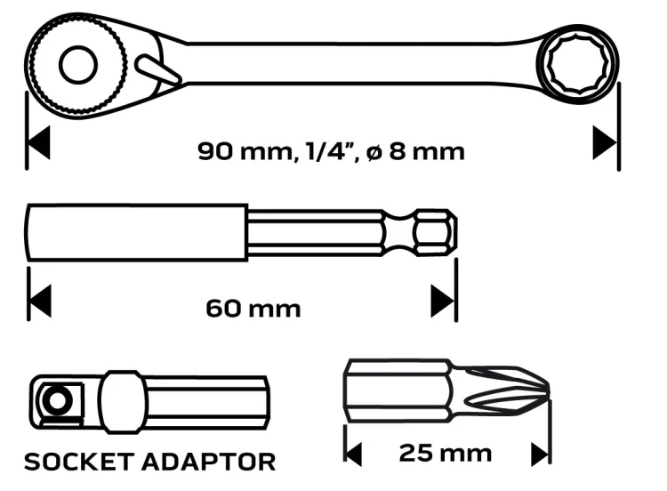 Bity 1/4" NEO TOOLS zestaw 24 szt.