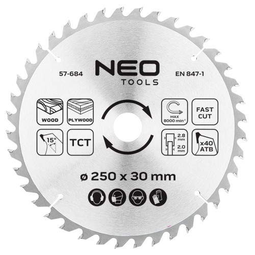 Tarcza do pilarki NEO TOOLS widiowa 250 x 30 mm 40 zębów