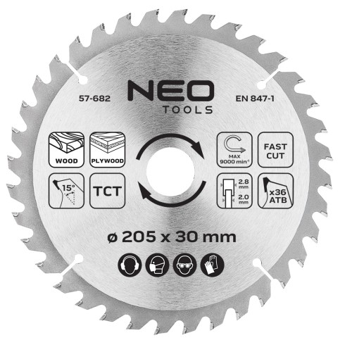 Tarcza do pilarki NEO TOOLS widiowa 205 x 30 mm 36 zębów