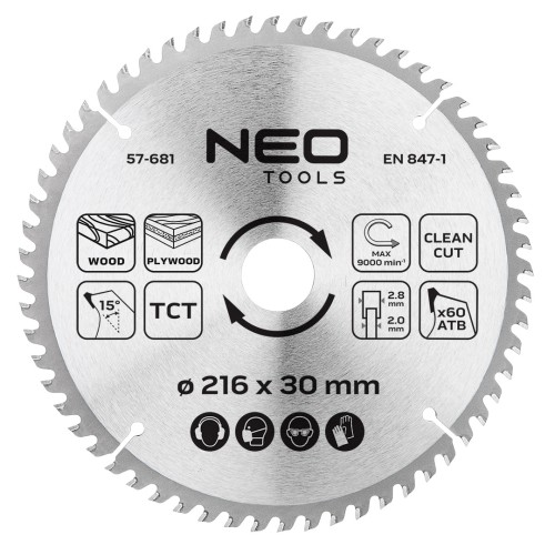 Tarcza do pilarki NEO TOOLS widiowa 216 x 30 mm 60 zębów