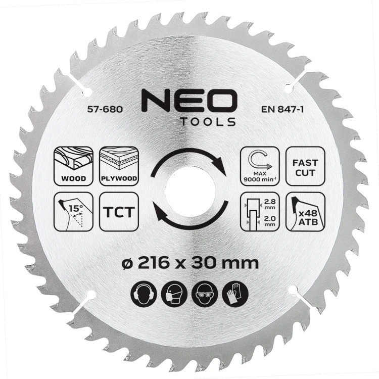 Tarcza do pilarki NEO TOOLS widiowa 216 x 30 mm, 48 zębów