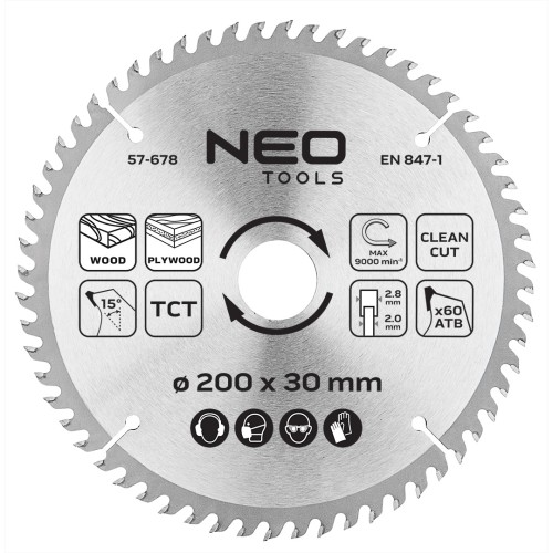 Tarcza do pilarki NEO TOOLS widiowa 200 x 30 mm 60 zębów