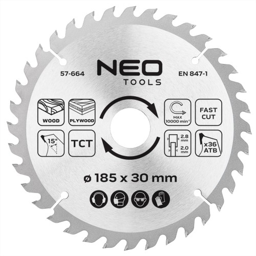 Tarcza do pilarki NEO TOOLS widiowa 185 x 30 mm 36 zębów