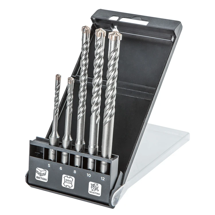 Wiertła do betonu SDS Plus NEO TOOLS quatro zestaw 5 szt. 5, 6 x 110 mm + 8, 10, 12 x 160 mm