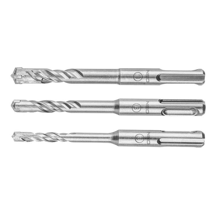 Wiertła do betonu SDS Plus NEO TOOLS quatro zestaw 3 szt. 6, 8, 10 x 110 mm