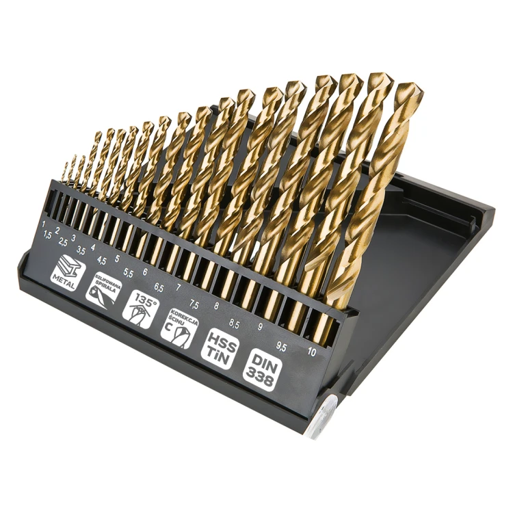 Wiertła do metalu HSS-TiN NEO TOOLS 1.0-10.0 mm zestaw 19 szt.