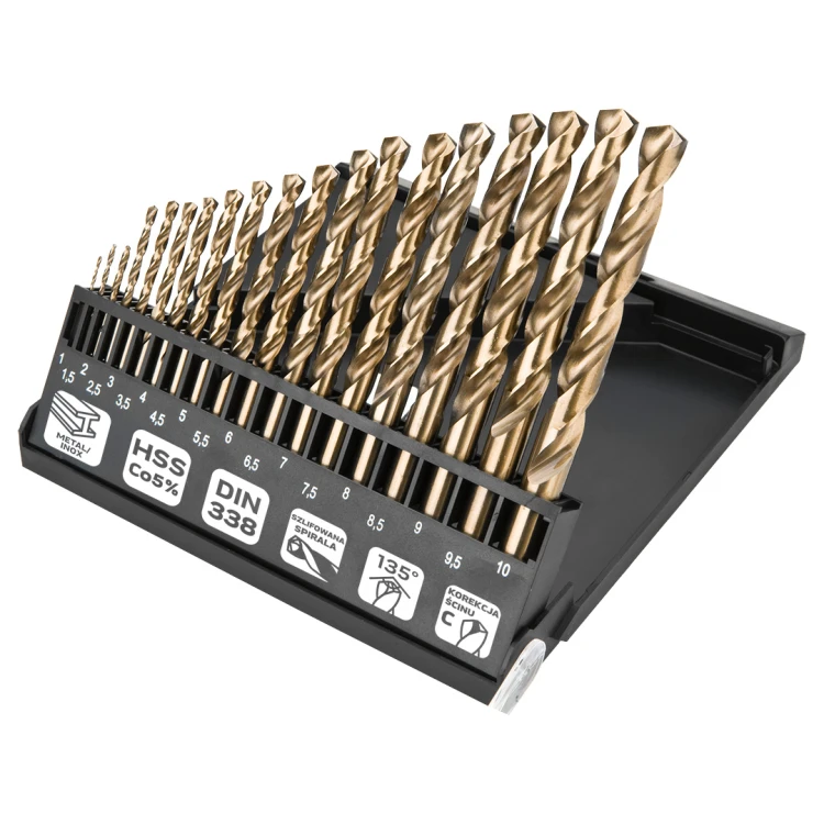 Wiertła do metalu HSS-Co NEO TOOLS  1.0-10.0 mm zestaw 19 szt.