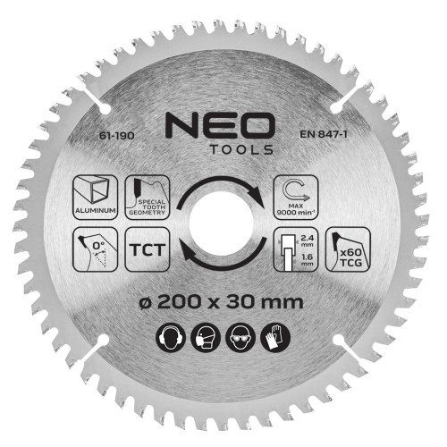 Tarcza do pilarki NEO TOOLS widiowa 200 x 30 mm 60 zębów do aluminium