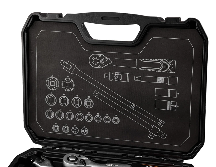Zestaw kluczy nasadowych NEO TOOLS 1/2" 25 szt., satynowy