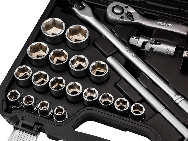 Zestaw kluczy nasadowych NEO TOOLS 1/2" 25 szt., satynowy