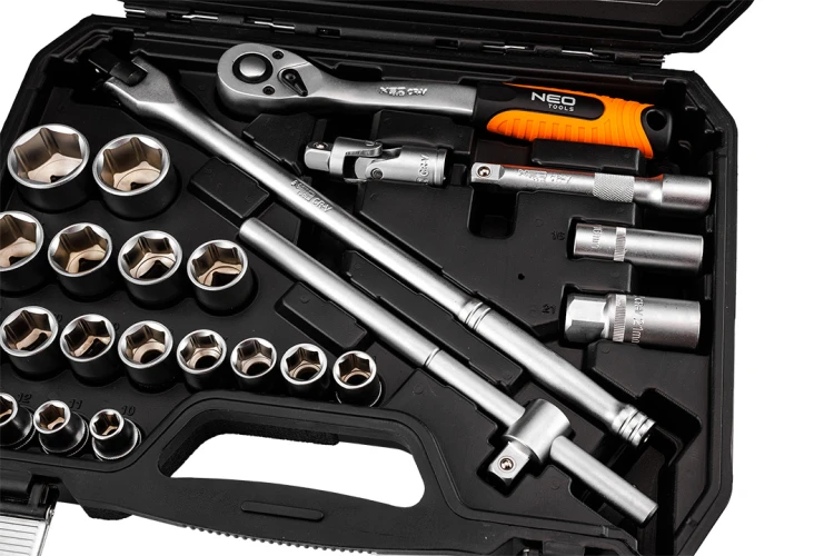 Zestaw kluczy nasadowych NEO TOOLS 1/2" 25 szt., satynowy