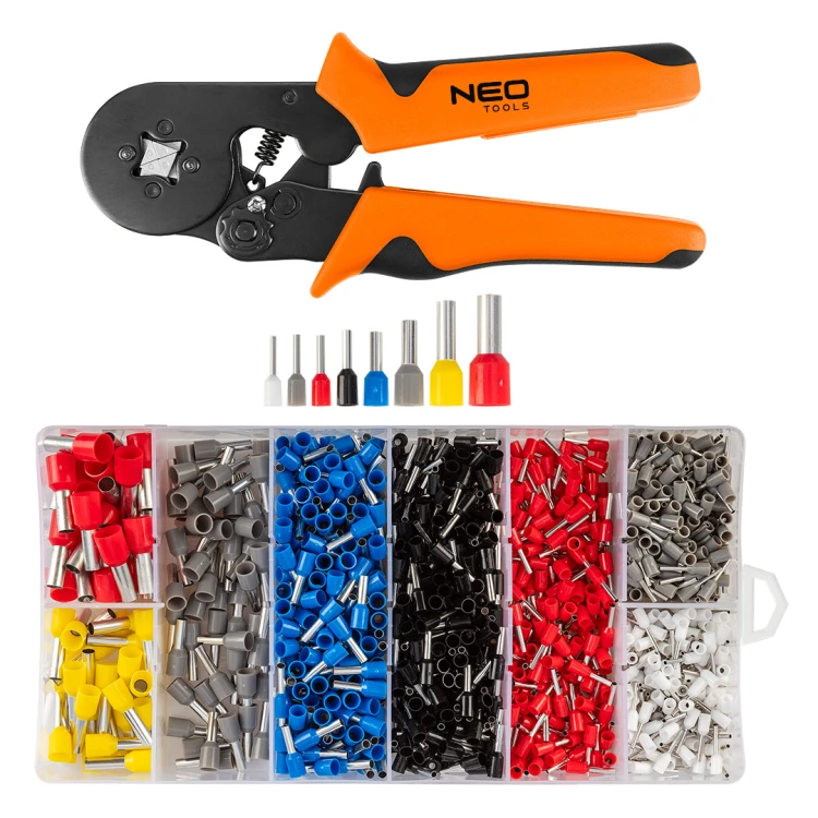 Szczypce do zaciskania końcówek NEO TOOLS 205 mm + 1200 tulejek