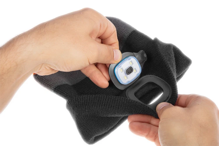 Czapka z latarką LED NEO TOOLS czarno-szaro-pomarańczowa WARM