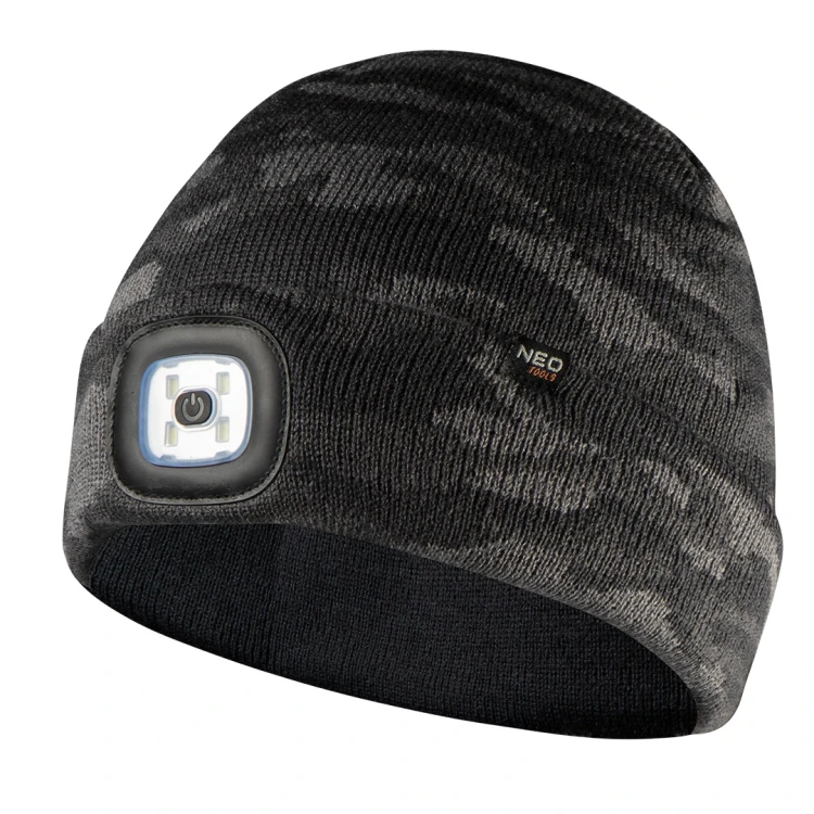 Czapka z latarką LED NEO TOOLS dwuwarstwowa CAMO URBAN