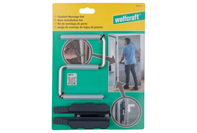 Zestaw do montażu skrzydła drzwiowego, 3-częściowy, Wolfcraft 3674000