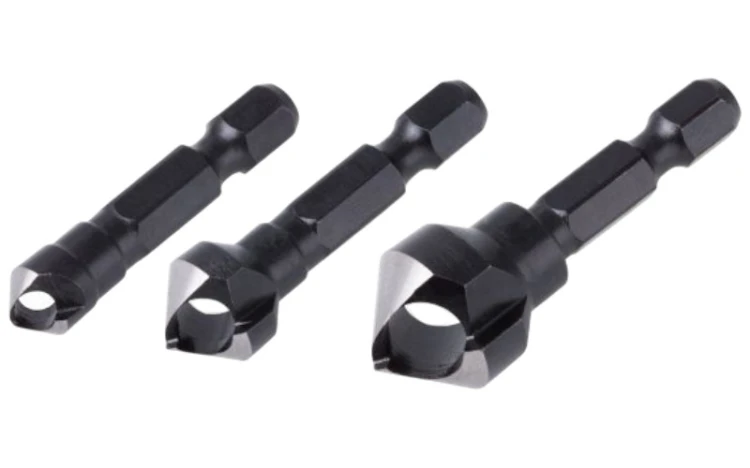 Zestaw pogłębiaczy 8, 12, 16 mm Wolfcraft - z wyrzutnikiem, trzpień 6-kątny 4375000