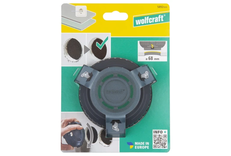 Fazownik krawędzi otworów do płyt gipsowo-kartonowych 68 mm Wolfcraft 5892000
