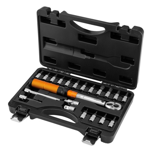 Klucz dynamometryczny NEO TOOLS dwukierunkowy 1/4" 5-25Nm zestaw 21 szt.