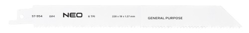 Brzeszczoty do piły szablastej NEO TOOLS 228 x 19 x 1.27 mm 6TPI kpl. 2 szt.